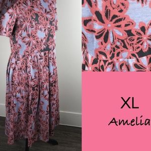 Blue and Pink XL LuLaRoe Amelia Dress